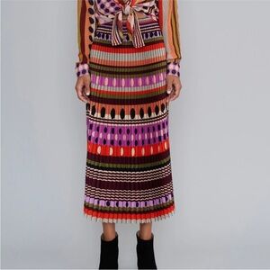 Le Superbe Jagger Patterned Pleated Midi Skirt